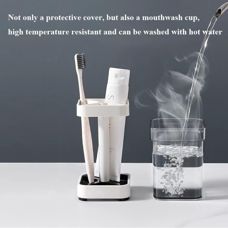 1pc modern couples toothbrush holder set space saving bathroom organizer with mouthwash cup storage rack minimalist   easy to clean   ideal for home couples toothbrush holder wall mounted details 3