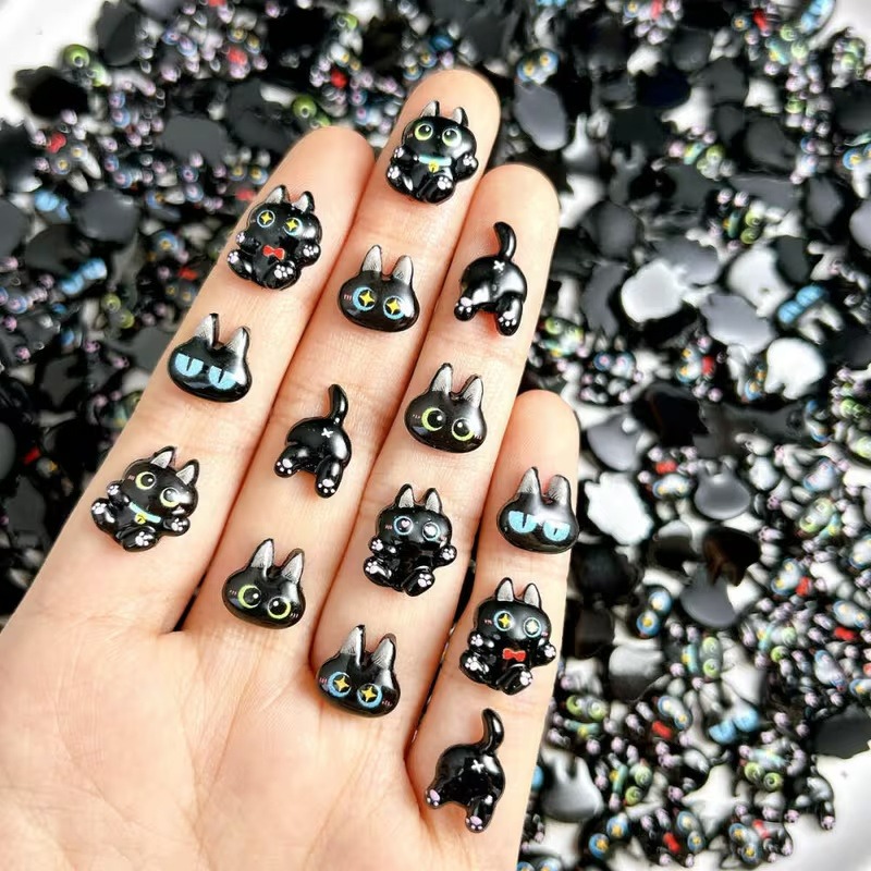 TEMU 68 pièces d'accessoires de bijoux en résine chaton lumineux (mélangés aléatoirement), parfaits pour la décoration artisanale de nail art, la