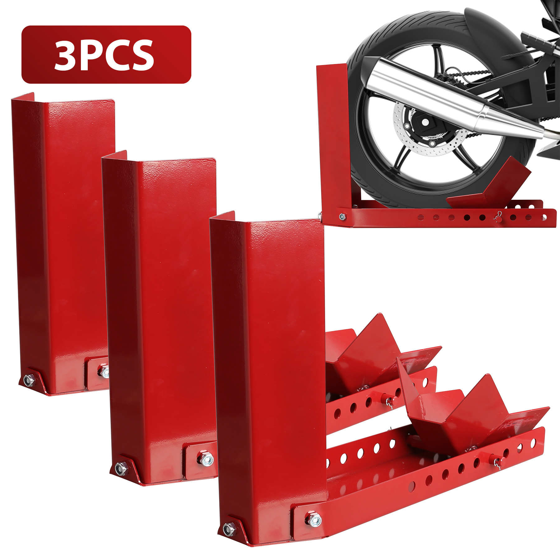 TEMU Motorcycle Stand 9 Holes On Mounting Lift For Wheel Size 8-24 Inches Jacking Device And Assembly Work Adjustable Width Motorcycle Kickstand Set
