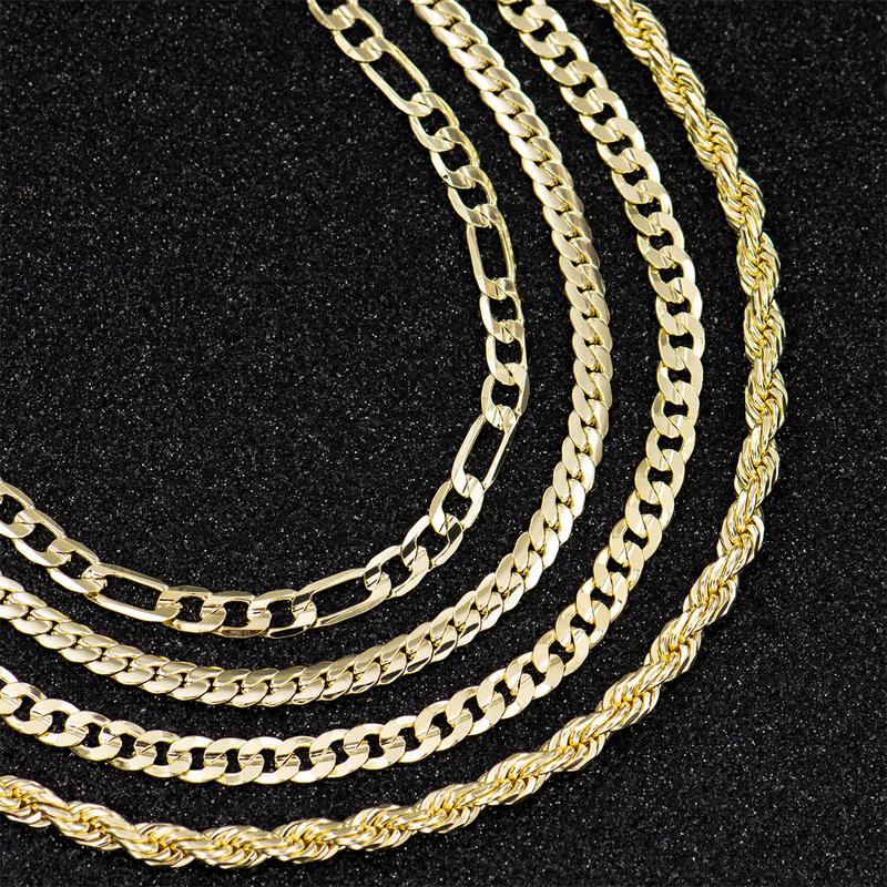 TEMU Set Of 4 Stainless Steel Miami Rope And Cuban Necklace Chains, Each 24 Inches In Length, Featuring , Cuts, And Resistant To Tarnishing