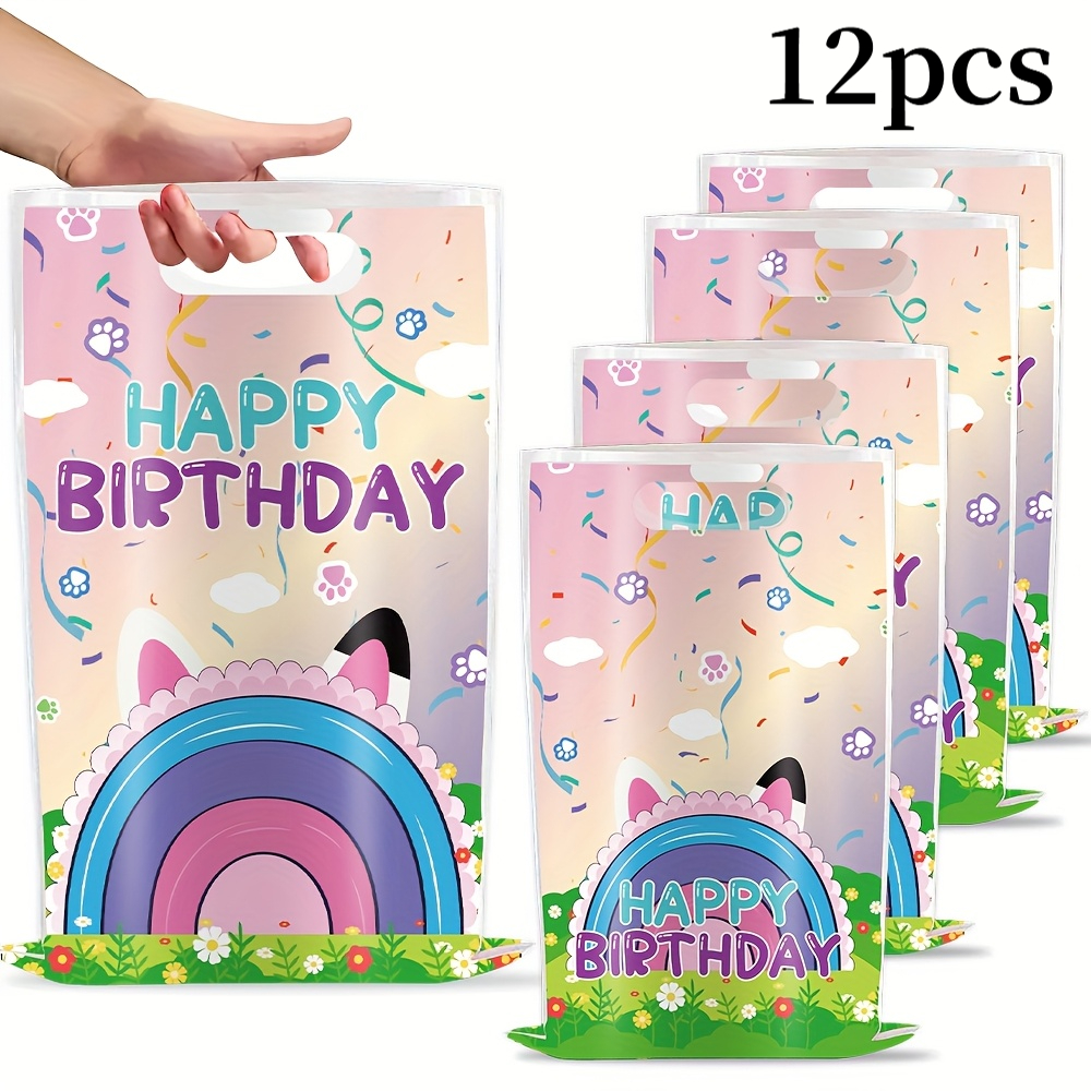 E-shop Geschenk für Sie/Ihn 12/24 Stück Cartoon Niedliche Katze Themenparty Kleines Geschenk Papierbeutel, Niedliche Katze Geschenktüte mit Griff,