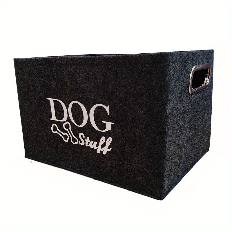 Image of 1pc Felt Pet Toy Box Organizer - Fabric Storage Basket Chest With Felt Lid, Rectangular Dog & Toy Chest Suitable For Organizing Leashes, Blankets, Treats - Multi- Pet Furniture