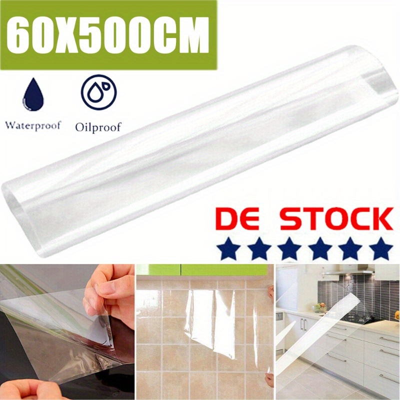 60×500 Cm Transparent Self-adhesive Furniture Foil, Splash Protection, Book Protection, Surface Protection, Tile Sticker For Bathroom, Kitchen, Furniture, Waterproof