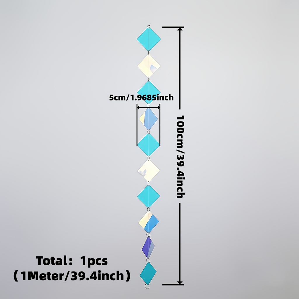E-shop Ein dekorativer Paillettenstrang, der 100 Zentimeter oder 39,4 Zoll misst, mit einem blau schillernden , gefertigt in Form von Diamanten und