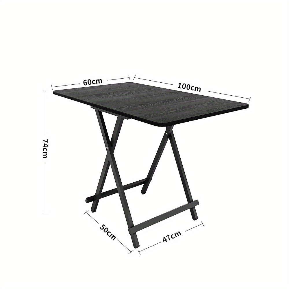 TEMU 1pc Black Rectangle Dining Table With Drop-leaf Extension, Space-saving Mdf Wood Top & Sturdy Metal Legs, Design For Kitchen/dining Room, Easy