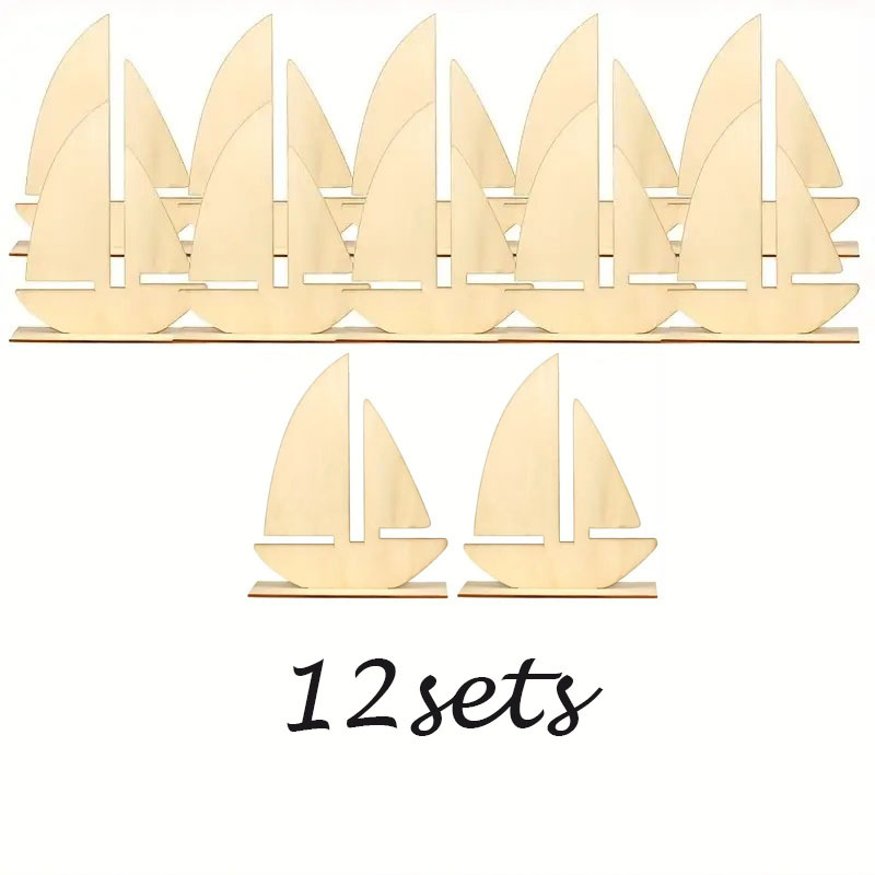 TEMU 2D Plat 12 Ensembles de Plaques Décoratives en Bois, Ornements, Décorations de Fêtes, Décor de Table , Décorations de Fête sur le Thème de la