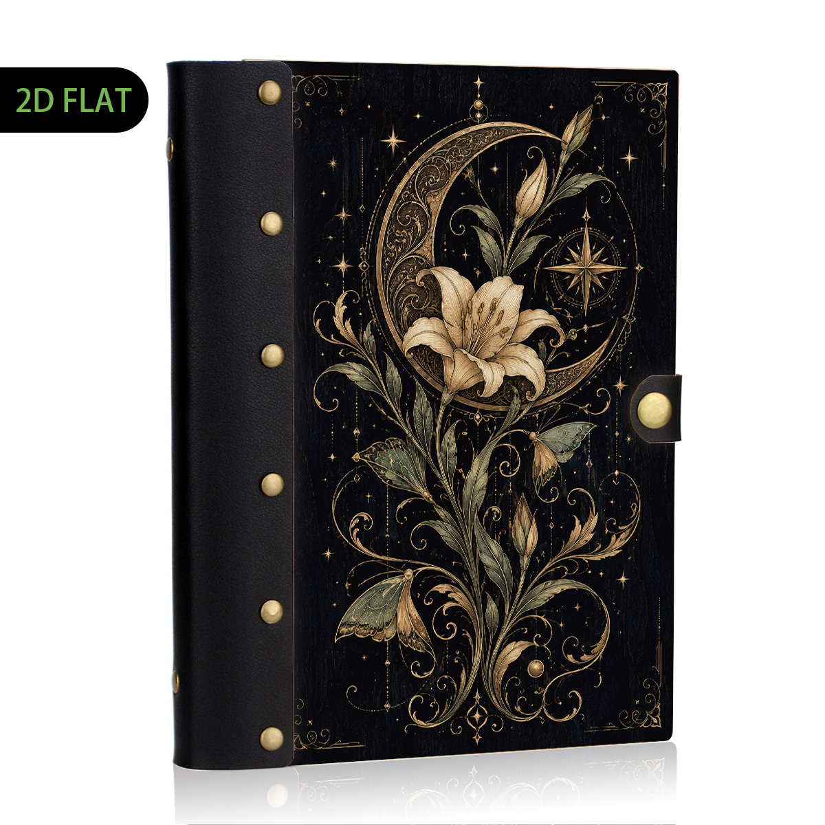 TEMU 1pc Leather Binder Notebook, 100 Pages Refillable Loose Leaf, 2d Flat Hard Shell, Metal Rivets, Eye-friendly , Lined Inner Pages, Portable