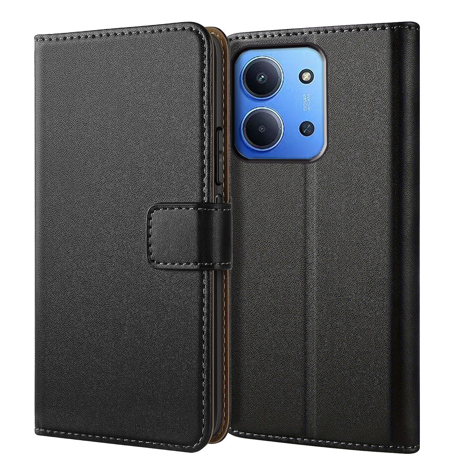 TEMU Phone Case: Case For Xiaomi Redmi 15c Wallet Case With Kickstand Black Faux Leather Card Slot Flip Protective Phone Case Cover