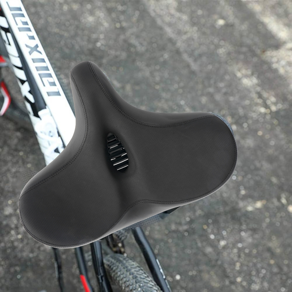 Image of Comfortable Oversized Bike Seat - Compatible With, Exercise, Mountain Or Road Bikes, Extra Wide Bicycle Replacement Cushion For Men Women