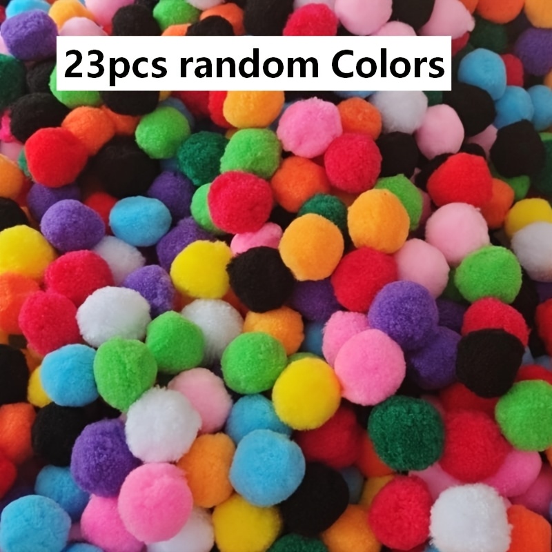 Image of 23pcs Oversized Plush Pom-poms| Handmade, Random Colors, Matching, Soft Hues Or Vibrant , Suitable For Creative Decorations, Wreaths, Christmas, Halloween, Easter Decorations