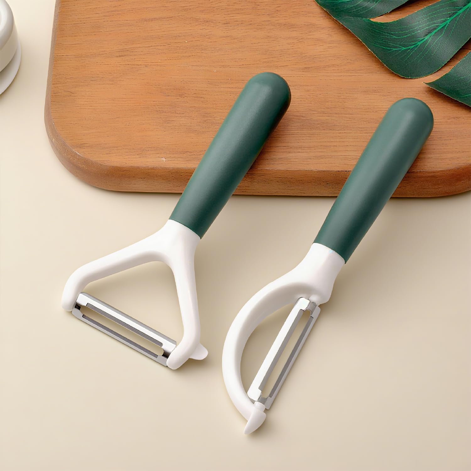 Peeler Set Of 2 Stainless Steel Vegetable Peelers (3cm And 17.5cm) With Non-slip Design - Sharp Pendulum Blade For Potatoes, Carrots, Vegetables & Fruit - Green
