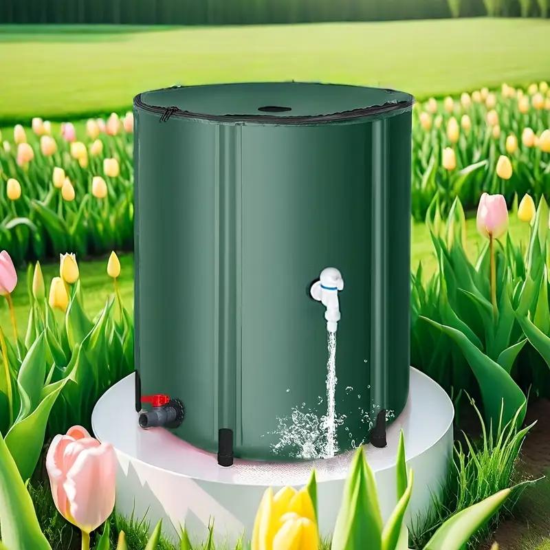 300 Gallon Portable Collapsible PVC Water Storage Tank Green Outdoor Rainwater Collector for Gardening and Car Washing