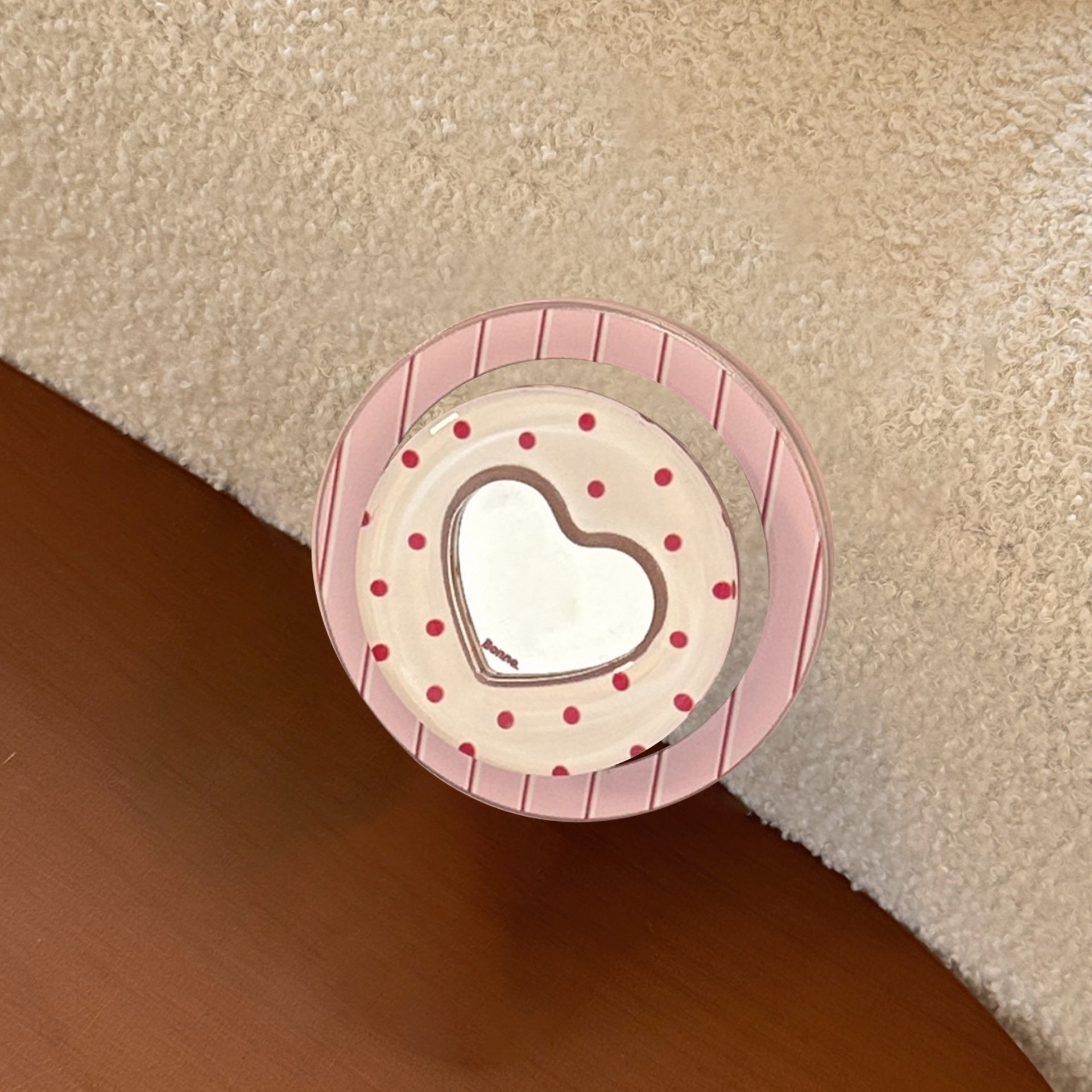 TEMU Heart-shaped Polka Dot Mirror Magnetic Phone Holder With Strong For Desktop Support