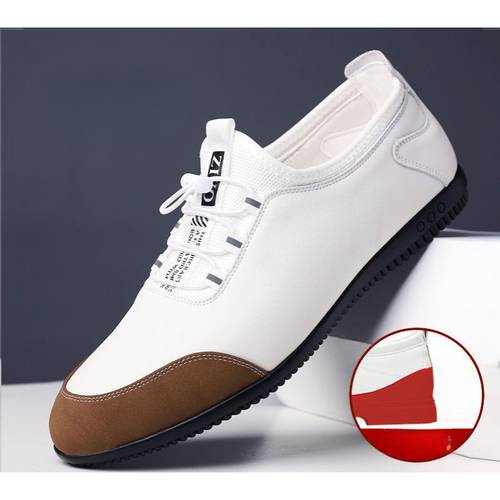 mens genuine leather casual shoes summer breathable non slip white loafers comfortable versatile sneakers for mens daily use