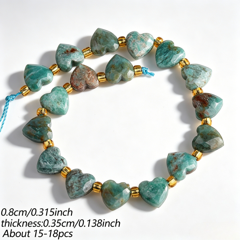 TEMU Perles d'espacement facettées de cœur avec trou latéral en de naturelle pour la fabrication de bijoux, bracelets, , manuels à l'aiguille,