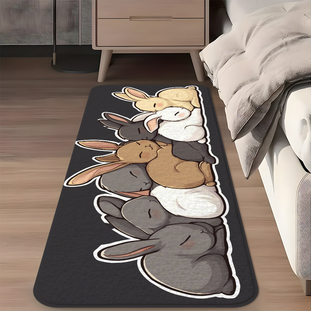 TEMU 1 alfombra larga con diseño de fácil de dormir, fabricada con material de franela , antideslizante y lavable a máquina, ideal para salas de