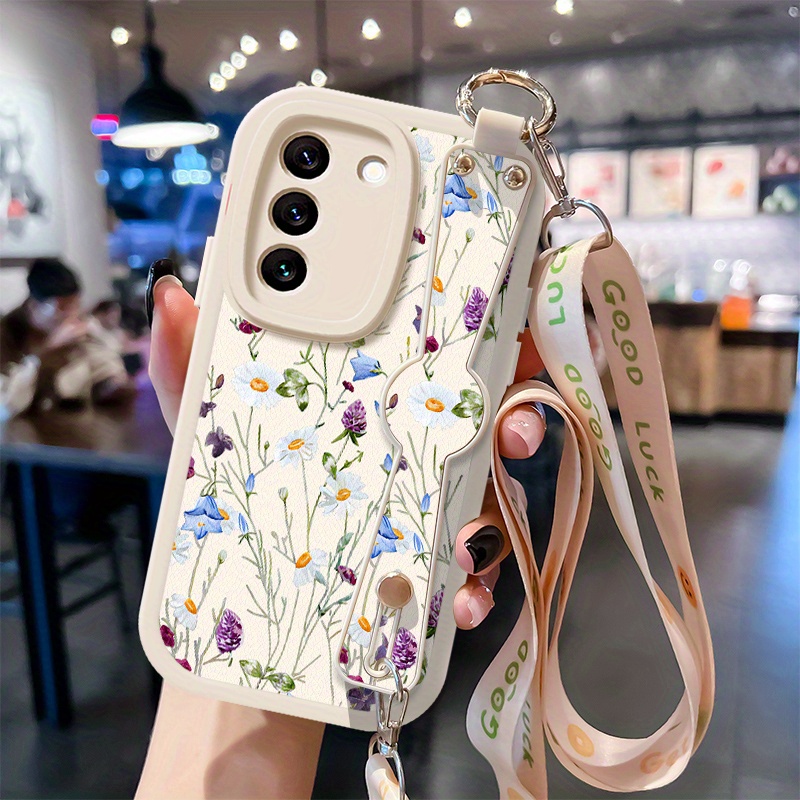 TEMU Phone Case: Creative Fashion Flower Phone Case, Suitable For Galaxy S24/s23/s22/s21/ultra/plus, S20 Fe 5g With Handheld Wrist Strap, S22  5g
