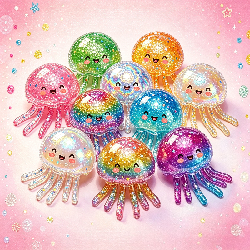 New Arrival! Brand New! Diamond Painting, Cute Rainbow Jellyfish Theme 9.8 X 9.8 Inches Diamond Painting Mosaic Craft, . Stress-relief Kit, Suitable For Desktop Decoration And Tabletop Ornaments
