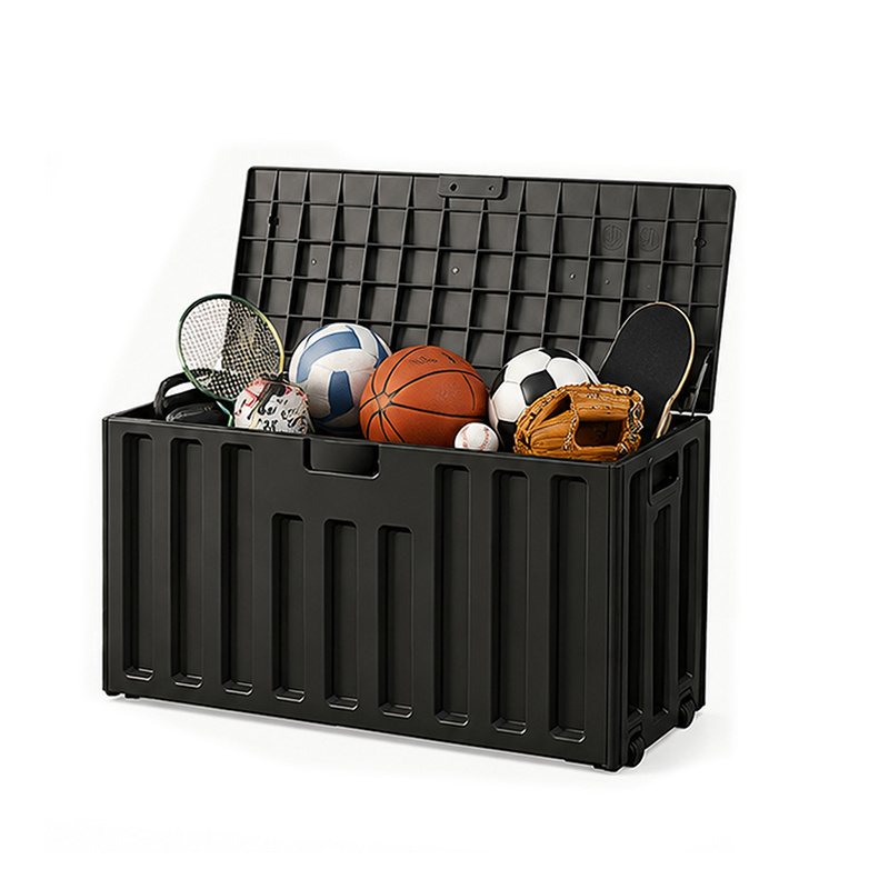 TEMU 75 Gallons Large Outdoor Storage Box With Handle And Wheels, Lockable Deck Box, Easy To Assemble, Suitable For Swimming Pool, Garden Decoration,