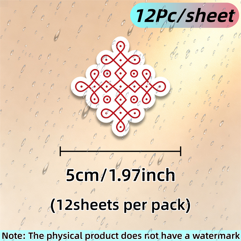 TEMU 12pcs/sheet Dot Kolam Stickers, Red Transparent Kolam Stickers, Muguthi Stickers, Stickers, Uv Printed Premium Vinyl Decals | Durable