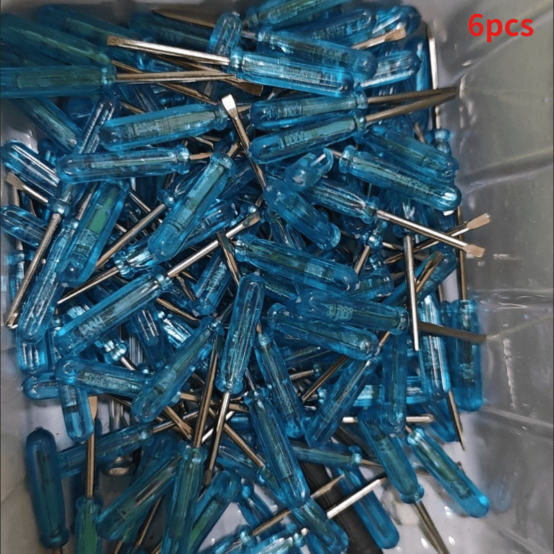 TEMU Juego de 6 destornilladores miniatura - Destornillador de precisión de 2 mm, 3 puntas y 3 de cruz, para reparación de juguetes, productos