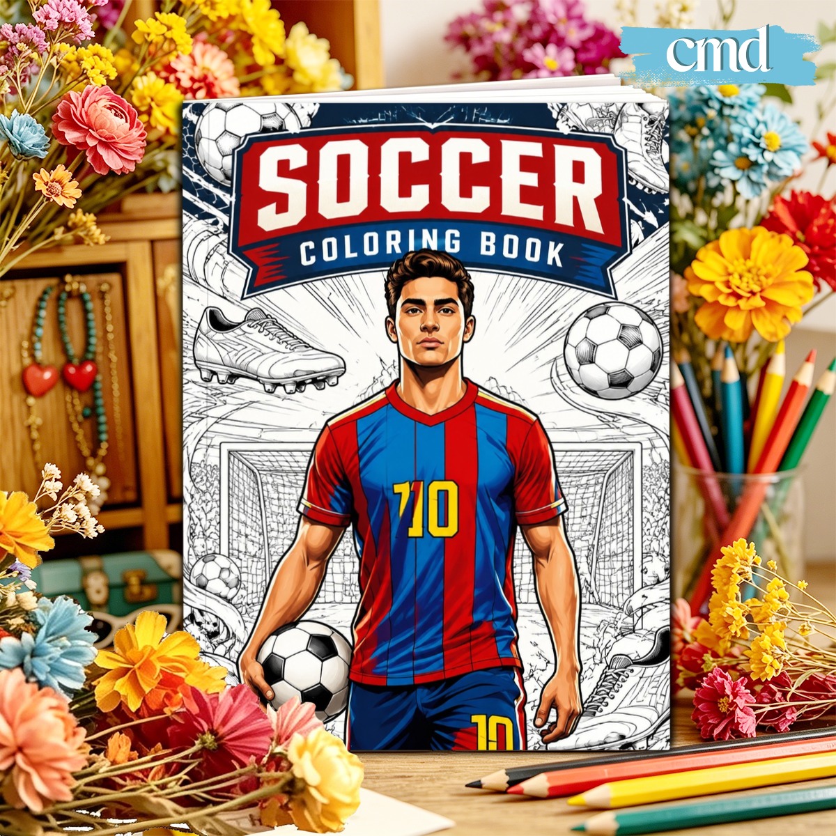 TEMU Soccer Coloring Book: Creativity Coloring Book With 24 Pages, Stress Relief, Relaxing Artwork, Perfect Gift For Birthdays, Christmas, Halloween,