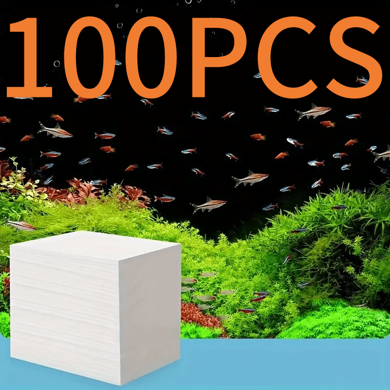 E-shop 100 Stück Aquarium Farbabsorptionspapier, zur Entfernung von gelben und grünen Wasserflecken, Aquarium Filtertücher, Wasserreinigungspapier,