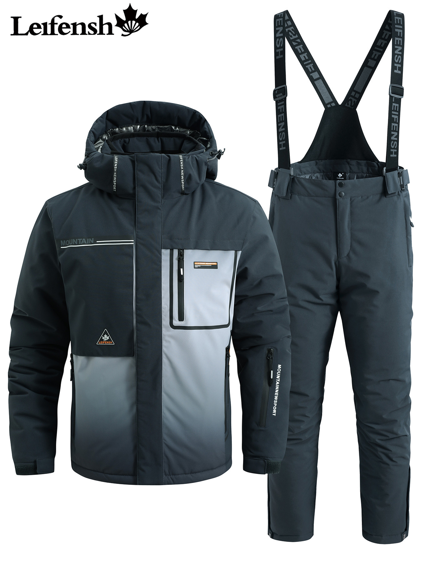 Men's Ski Suit 2pcs Set, Windproof Snowboard Ski Set