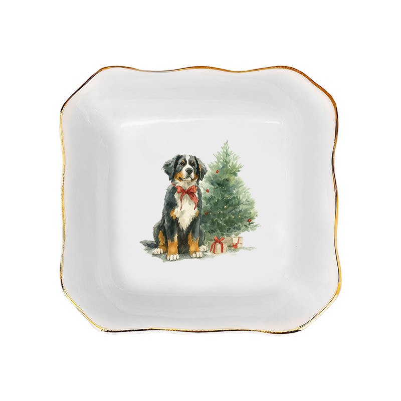 TEMU 1pc Bernese Patterns Wedding Ring Dish Bridesmaid Gift For Women Trinket Tray Keepsake Plate Jewelry Dish Engagement Ring Holder Jewelry Plate