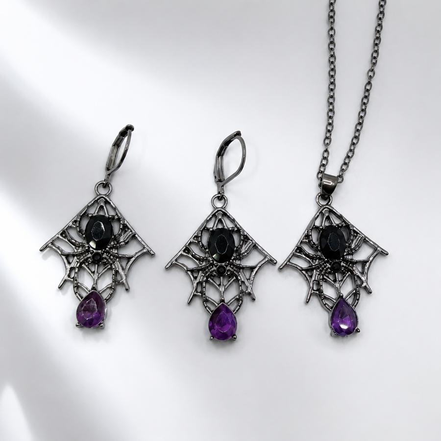 TEMU 3pcs 1 Set Fashion Spider And Web Design Jewelry Set, Unique Stylish Accessory, Perfect Gift For Christmas, Halloween, Valentine's Day,