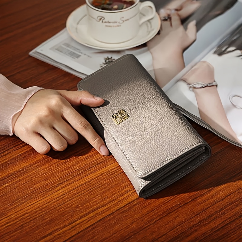 TEMU New Women's Long Wallet, Fashionable Coin Purse, Casual Wallet, Card Holder, Simple Clutch Bag For