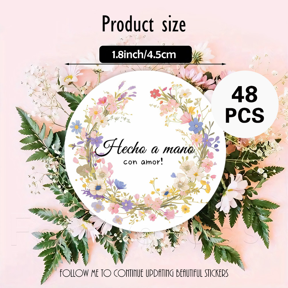 TEMU 48pcs, 96pcs, 144pcs Adhesivos redondos de corona de coloridas " a ", con flores , ideales para bolsas de regalo, tarjetas de felicitación y