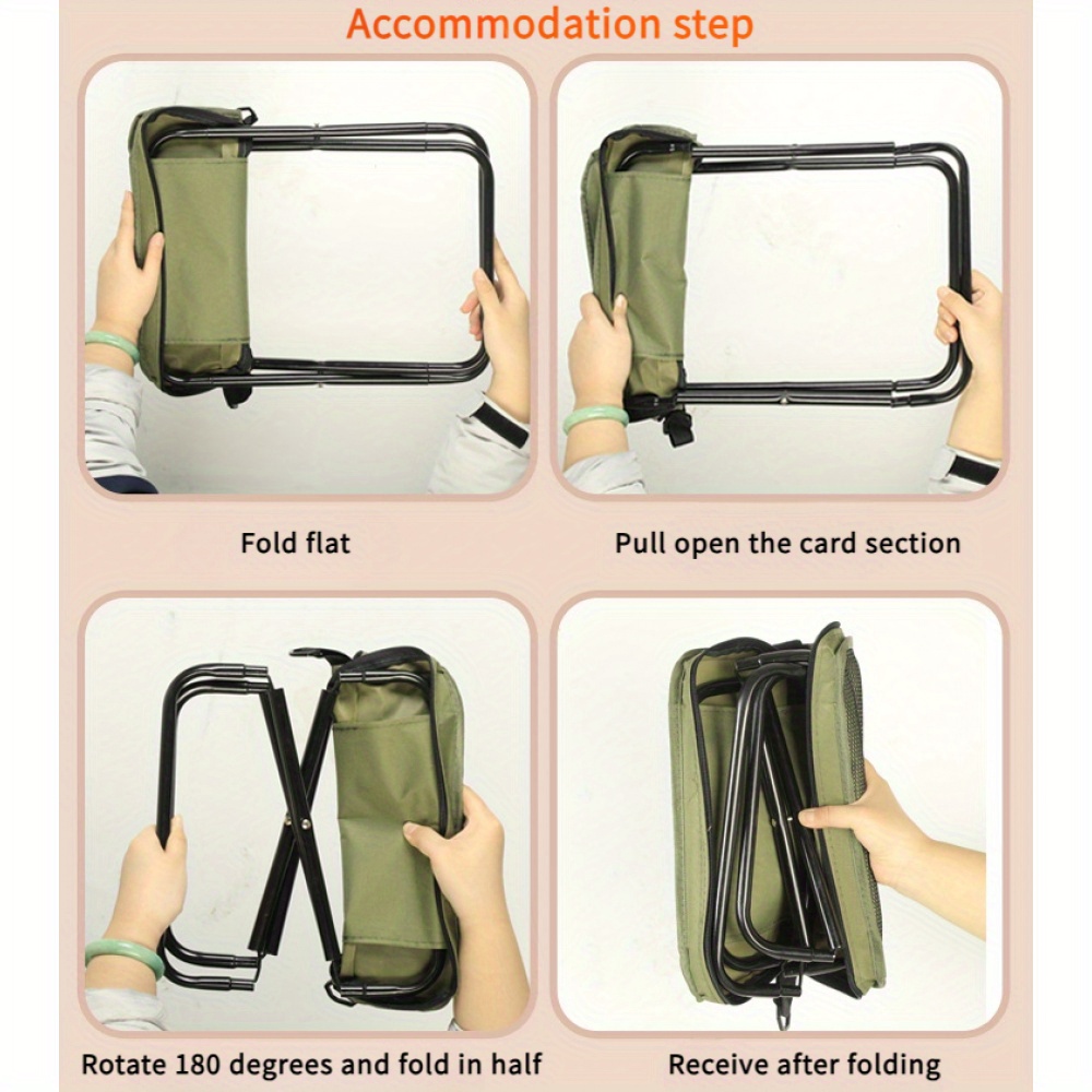 2 large portable folding stool backpack with lightweight design carbon steel skeleton bearing 120kg camping picnic beach outdoor leisure stool is compact and easy to essentials Product details 5