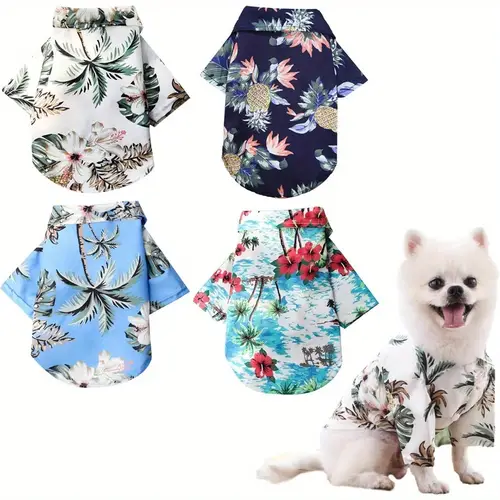 4pcs pet summer shirts hawaiian style dog t shirts floral coconut tree printed puppy shirt summer beach dog apparel cat outfit shirt breathable pet cool clothes for small to medium pets x large