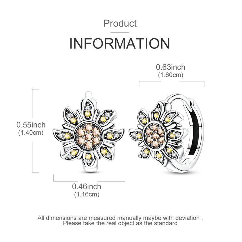 Women's 925 Silver Sun-Facing Earrings, Unique Design Aesthetic