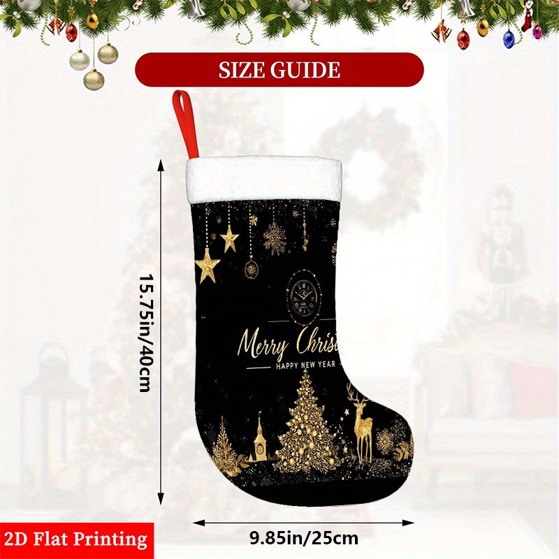 TEMU 2D Platte Print, Polyester Kerstkaars met Vakantie-Thema, met een Feestelijk Ontwerp met Gouden Ornamenten, Perfect voor de Houtkachel en