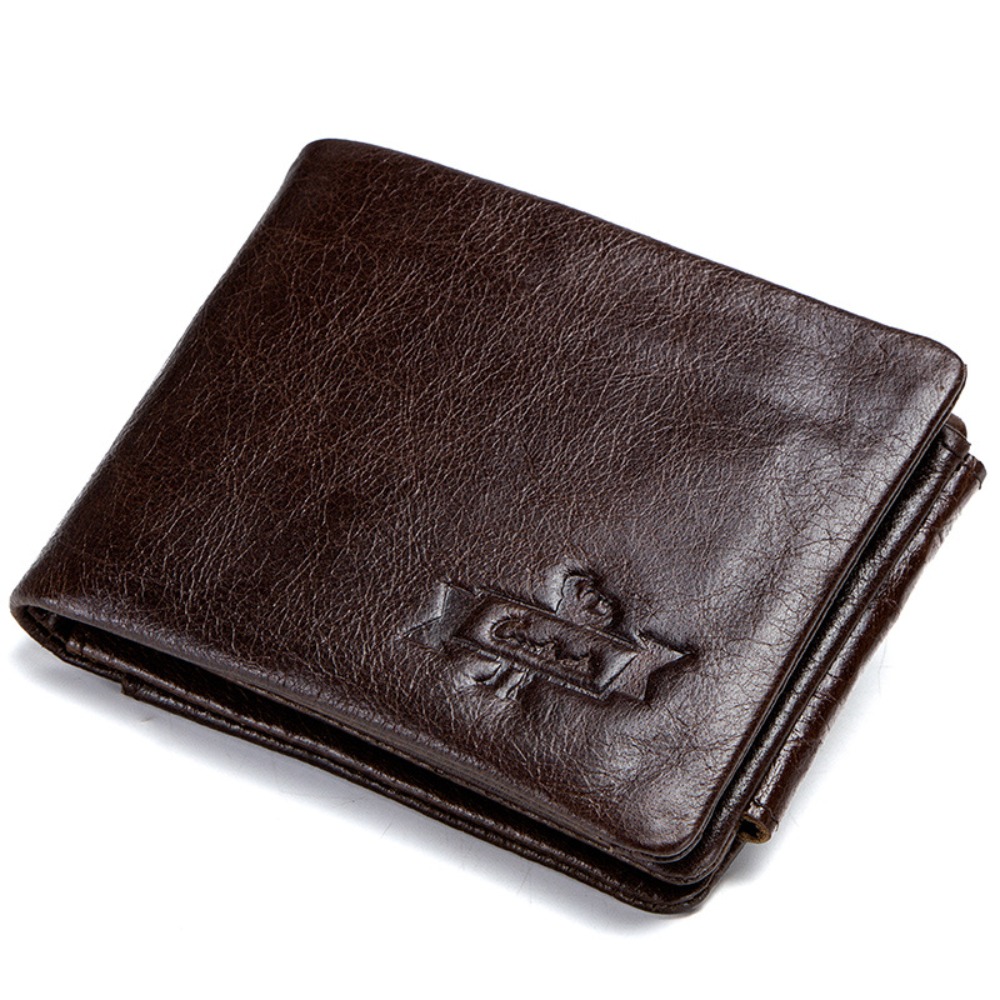 Image of Stylish Vintage Genuine Leather Men's Wallet Horizontal Design With Card Capacity For Christmas Or Valentine's Day For