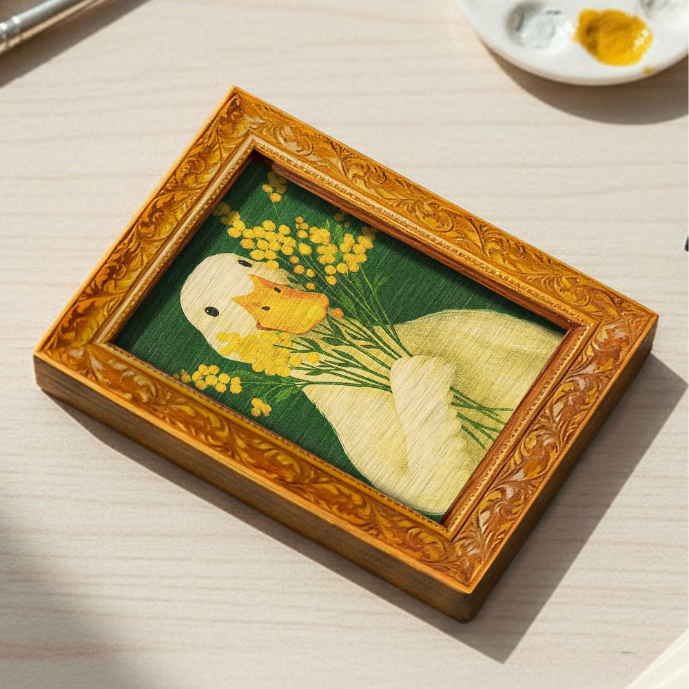 TEMU 1 Adorable Duck Fridge Magnet, Wooden Mini Decorative Art, Tiny Wooden Fridge Magnet Featuring A With A Yellow Bouquet, Kitchen Decor, Fun