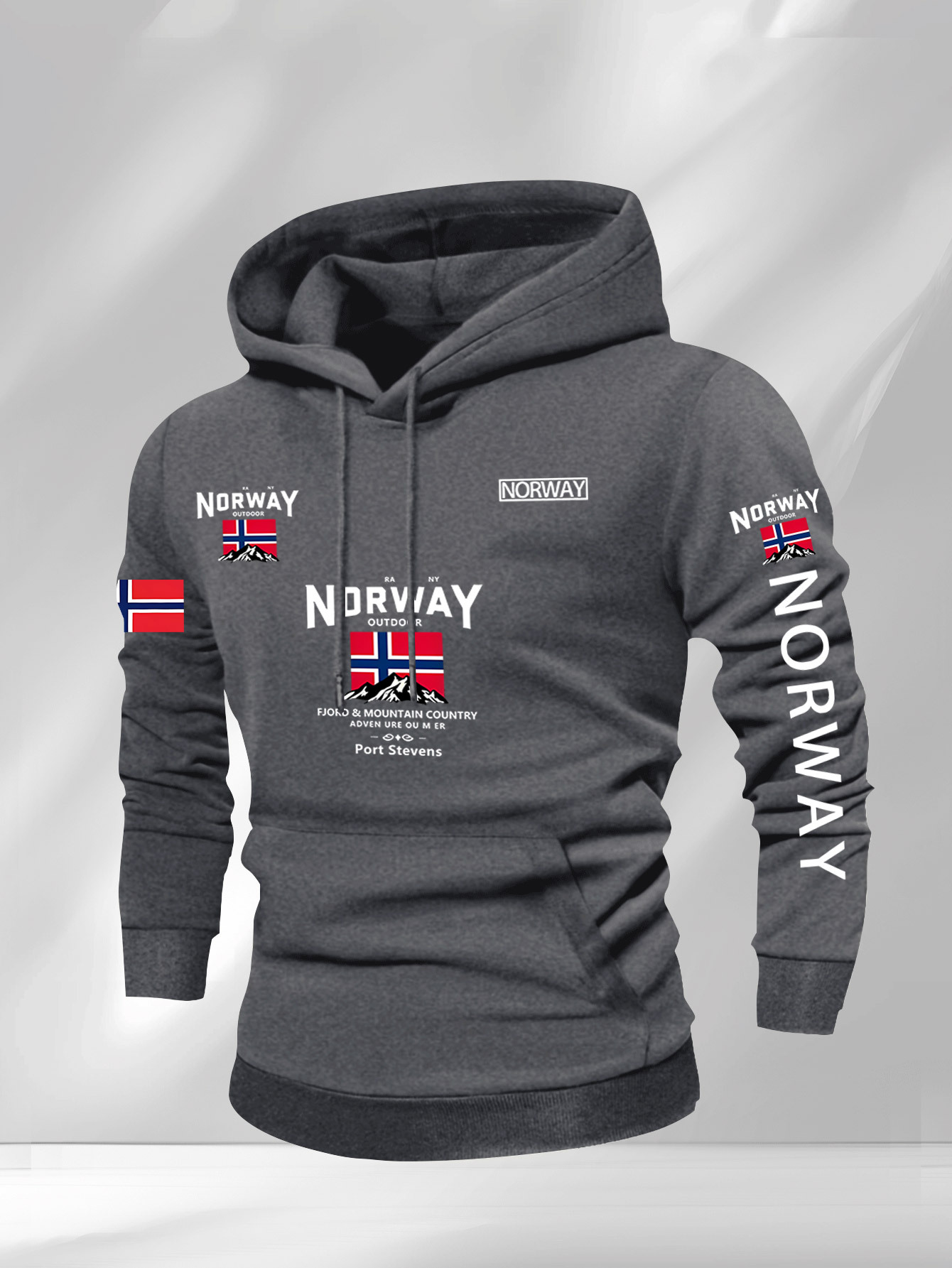 Sweatshirt met capuchon voor heren met Noorse vlag en design
