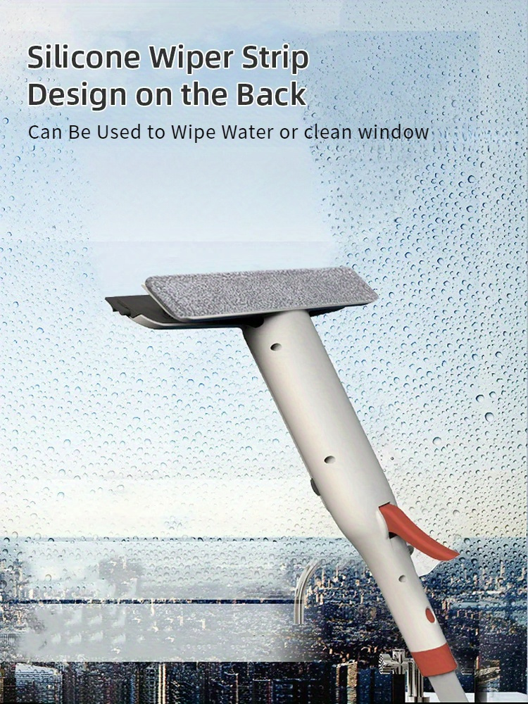 versatile spray mop with silicone scraper   metal handle for   cleaning of windows floors bathroom glass details 2