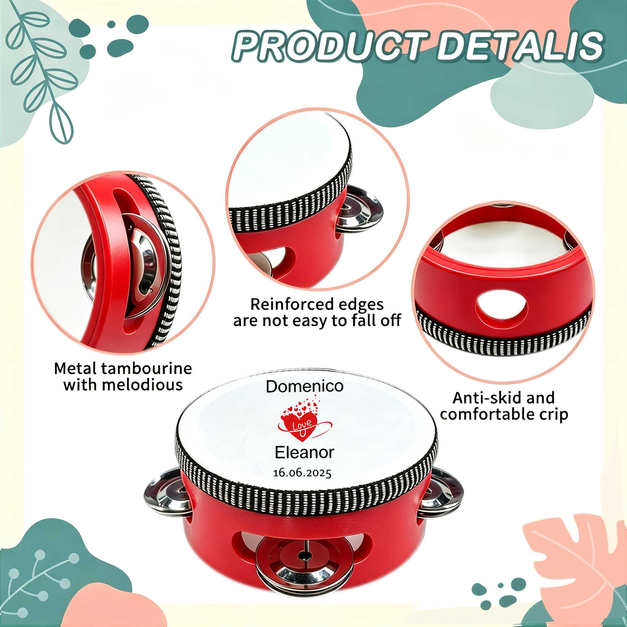 Custom Personalized Performance Red Bell Drum