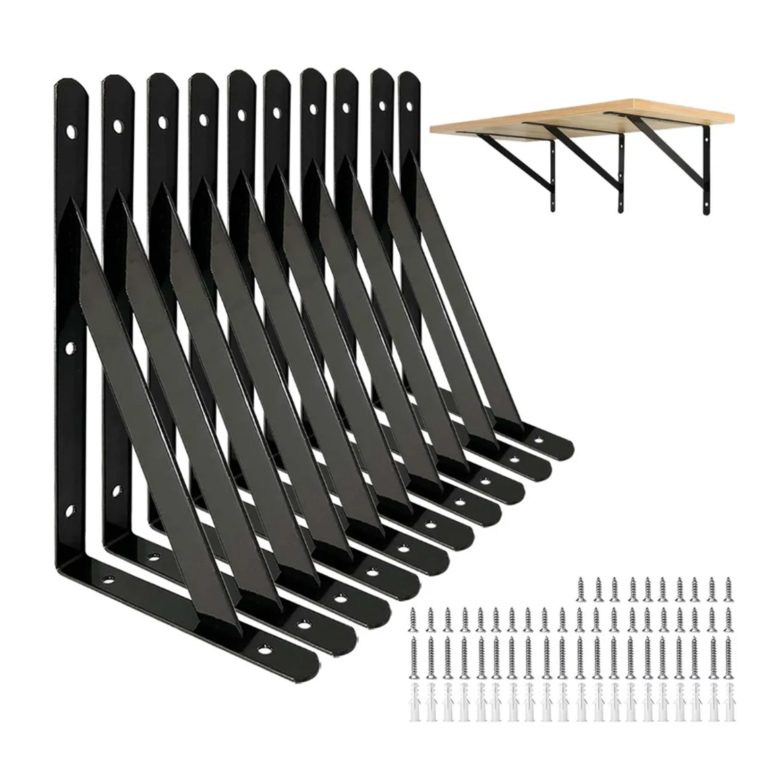 TEMU Set Of 10 Metal Brackets, Measuring 12 By 8 Inches, Designed For Wall Mounting At A 90-degree Angle, Compatible With Concrete And Foam Boards,