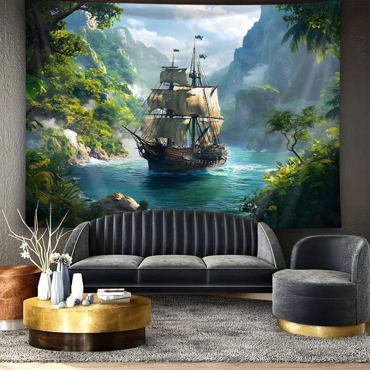 Arazzo Mandala Arancione 230x140 Cm - Decorazione Parete Per Camera E Soggiorno - Foto 5