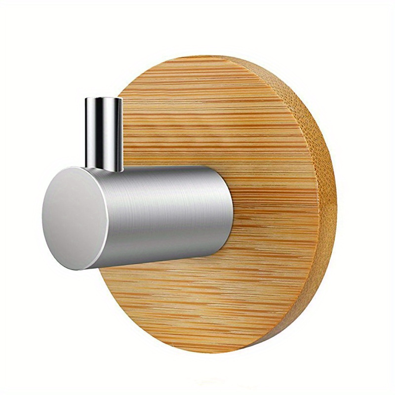 1pc Bamboo Adhesive Wall Hook - , Space- Kitchen And Bathroom Towel Rack, Perfect For Towels, Keys, Coats, Key Storage | Minimalist Decor | Adhesive Installation, Practical Hook, Utility Hooks