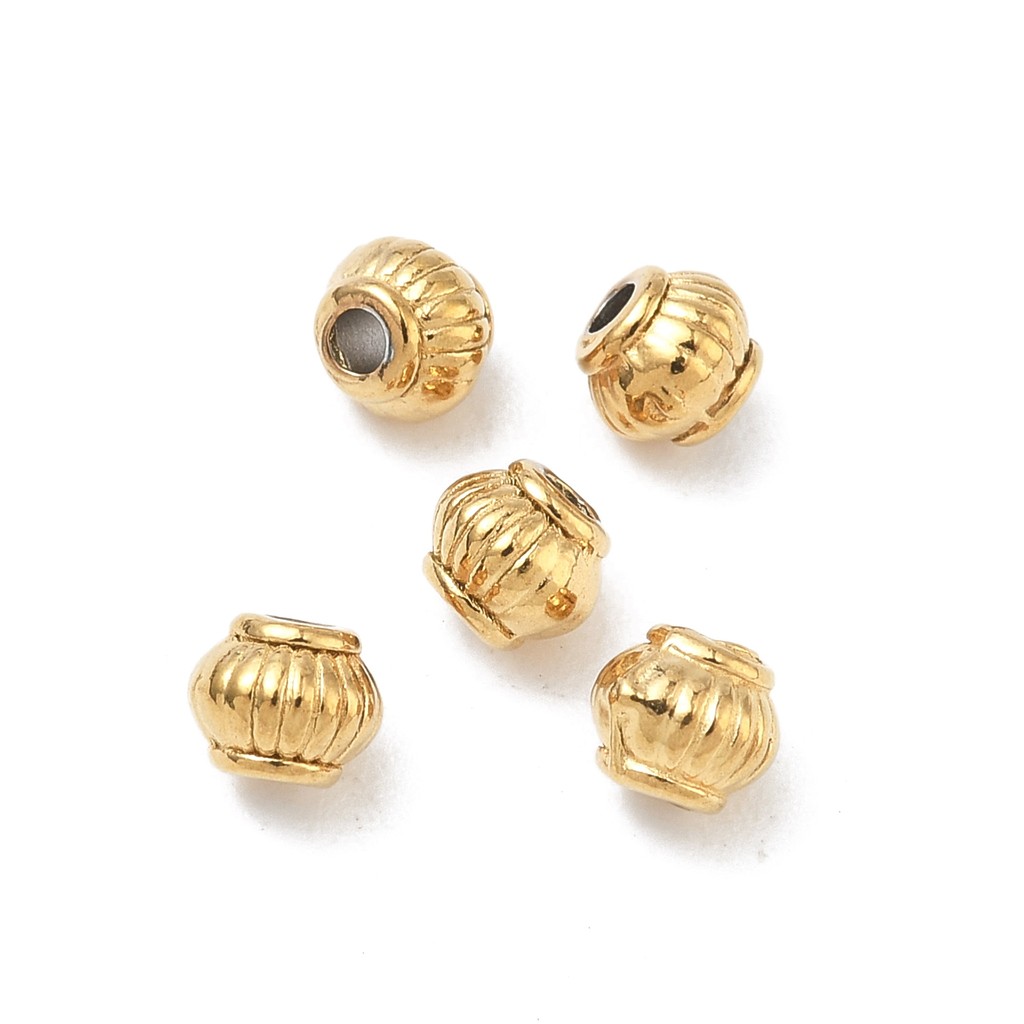 TEMU Lot de 5 perles en acier inoxydable 304, perles lanternes , assortiments de perles, 4,5x4mm, trou : 1,4mm