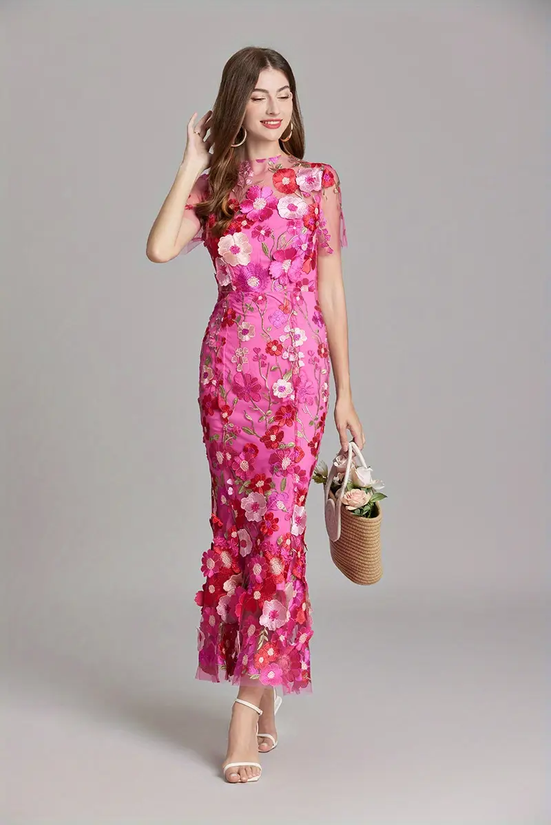 elegant heavy duty floral lace embroidered fitted mermaid long dress for women suitable for weddings and bridesmaid attire Product details 18