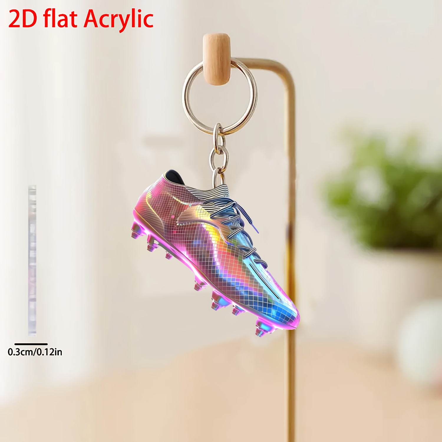2d メンズ/サッカーシューズ型キーホルダー レインボーネオンピンク