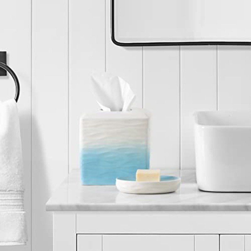 ceramic tissue holder box - modern bathroom decor with   lid, elegant toilet paper organizer for bathroom, kitchen, living room - durable ceramic construction, minimalist home decoration in   gradient (compatible with standard tissues), tissue box holder, facial tissue holder, kleenex box holder, kleenex box cover, tissue box cover Product details 3