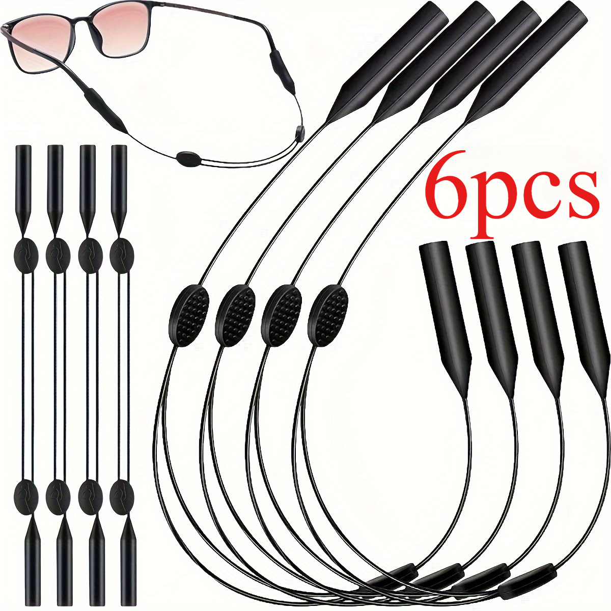 Image of 6 Styles Classic Multifunctional Anti-lost Glasses Rope, Adjustable Fashion Glasses Chain, Comfortable And Practical Reading Fashion Glasses Holder, Sports Glasses Rope