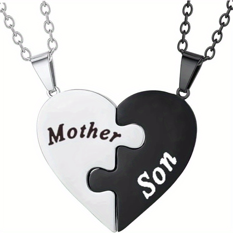 TEMU Mother And Son Matching Love Heart Pendant Necklace Set Gifts Son To Mom Mother To S Jewelry